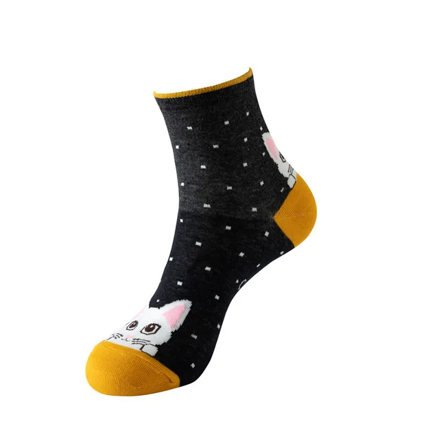 Mid calf New Cat Pattern Women's Socks Dark Gray - Shop at LoveMi