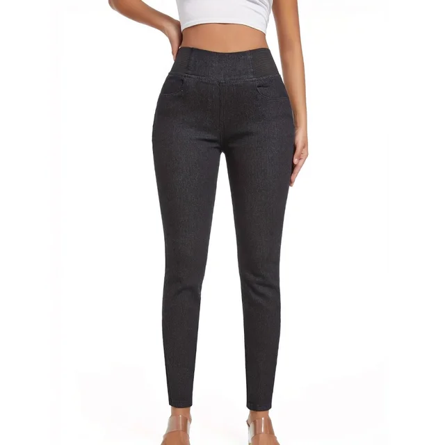 Fleece Padded Jeans Women's Slim Fit All matching Skinny Pants Black - Shop at LoveMi