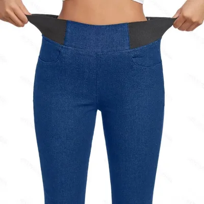 Fleece Padded Jeans Women's Slim Fit All matching Skinny Pants Blue - Shop at LoveMi