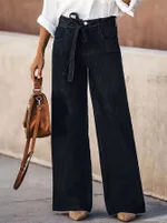 American Retro Wide Leg Jeans - Black