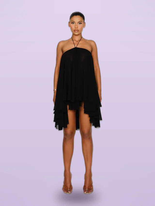 A Fashionable And Personalized One shoulder Dress For Women Black - Shop at LoveMi