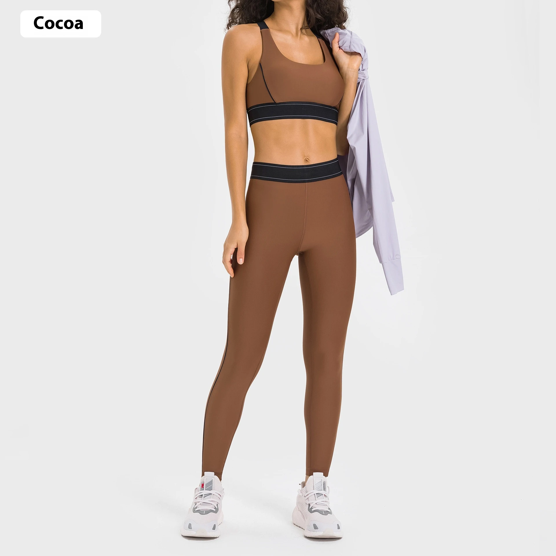 Yoga Clothes Sports Suit Tights Bra Slimming - Cocoa Color Dw346 Dl347