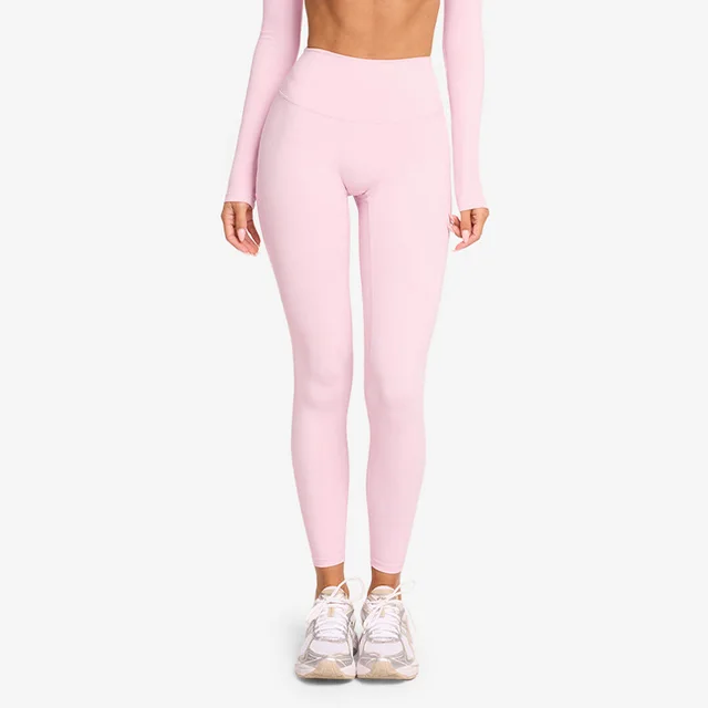 Long Hip Raise Shaping Fitness Waist Slimming Yoga Trousers For Women Pink - Shop at LoveMi