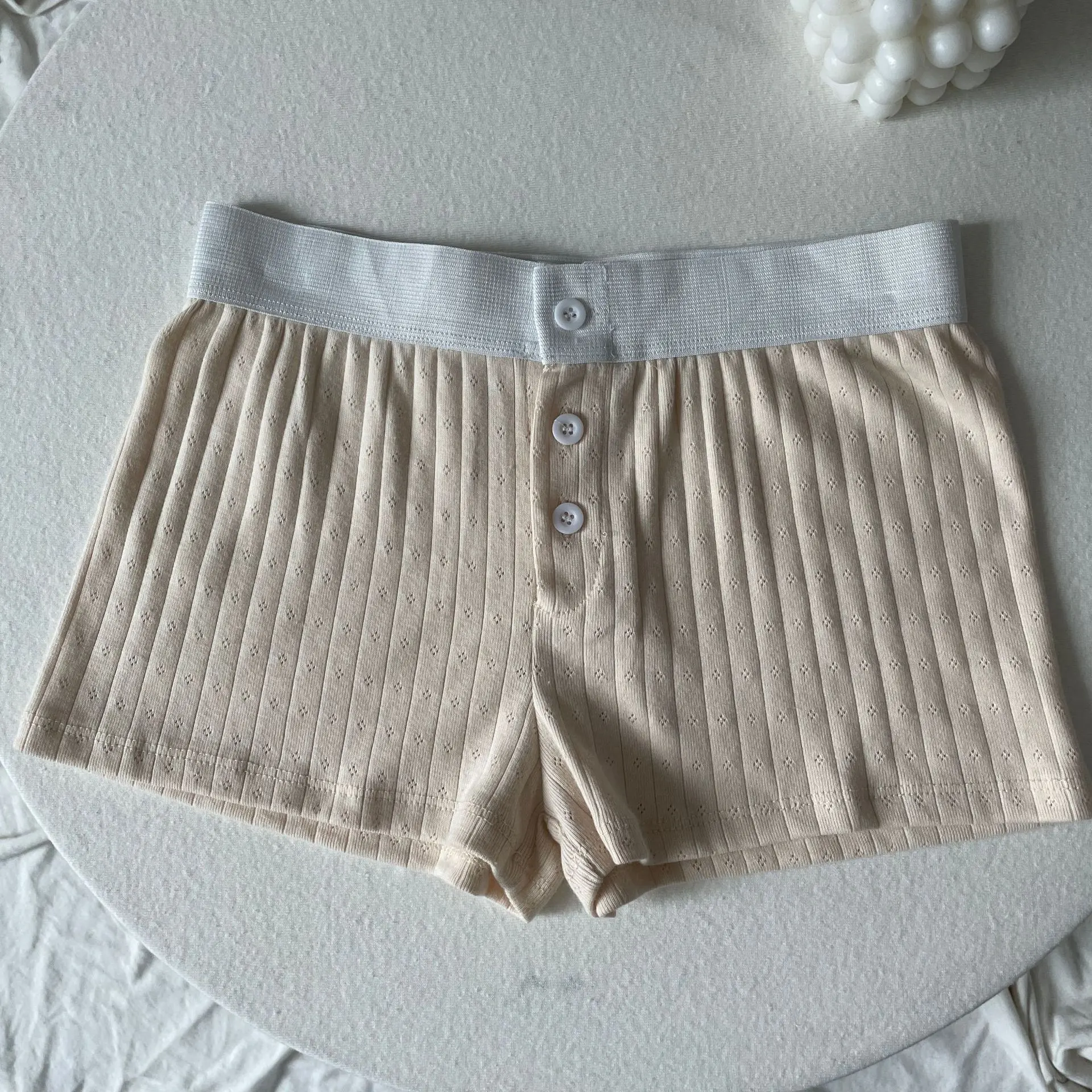 Floral Lace Bow Suspenders Button Shorts Suit - Shorts B