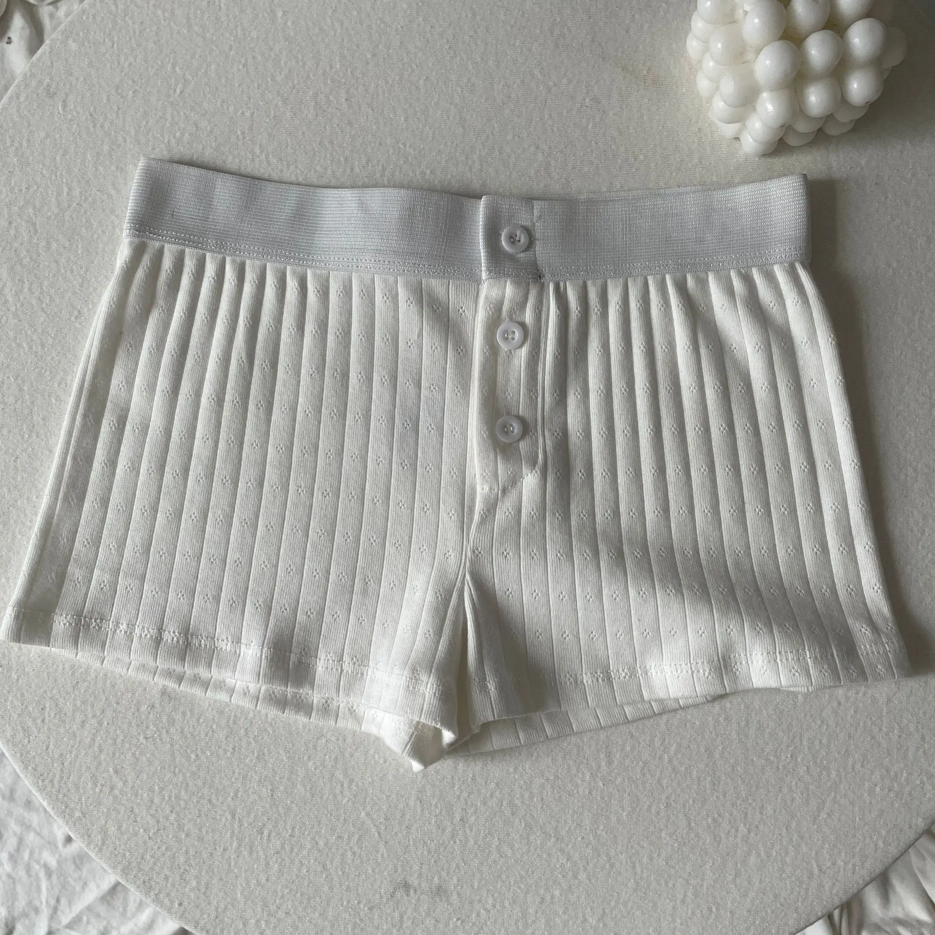 Floral Lace Bow Suspenders Button Shorts Suit - Shorts E