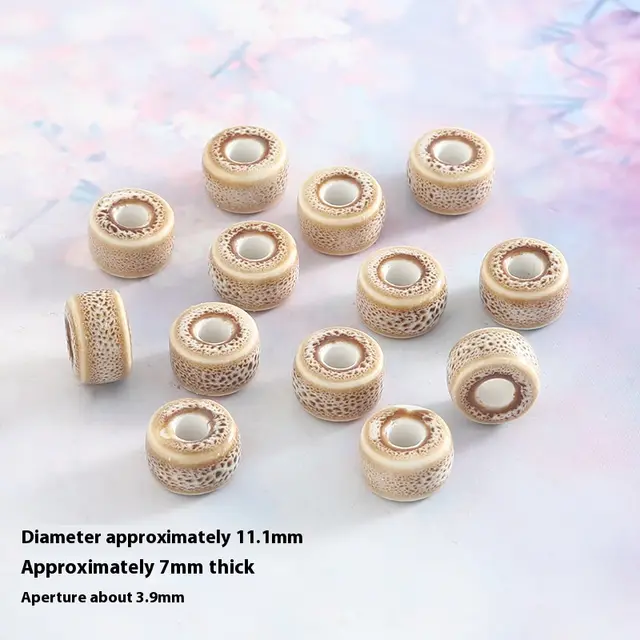 Color Fixed Spacer Ceramic Beads Bracelet Bracelet Accessories Large Hole Abacus Ceramic Beads Flower Glaze Coffee White - Shop at LoveMi