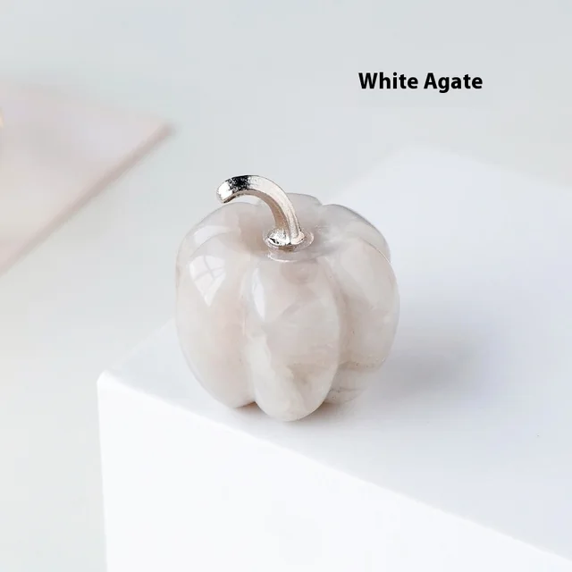Natural Crystal Pumpkin Sculpture Crystal White Agate - Shop at LoveMi