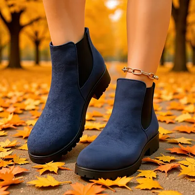 Women's Ankle Boots Suede Hight Increasing Martin Boots Blue - Shop at LoveMi