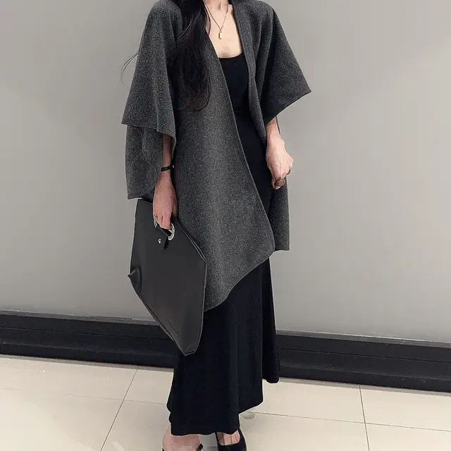 Oversized Knitted Cardigan Baggy Coat Women Dark Gray - Shop at LoveMi