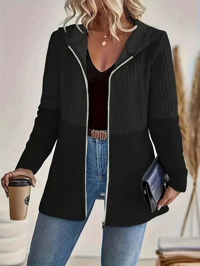 Stitching Plus Size Casual Loose Jacket Women's Clothing Black - Shop at LoveMi