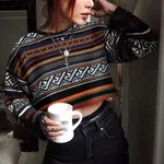 Color Matching Personality Sweater Women's Fall Winter Fashion Top - Picture Color-Xl