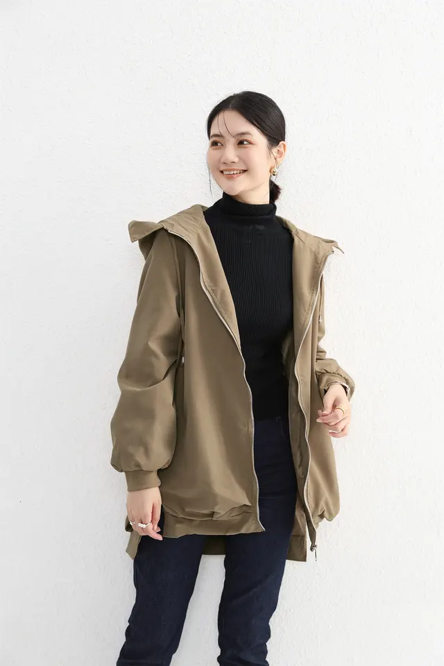 Short Front And Long Back Elegant Trench Coat Pockets Brown - Shop at LoveMi