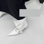 High Heel Pointed Ankle Boots Female Style - White