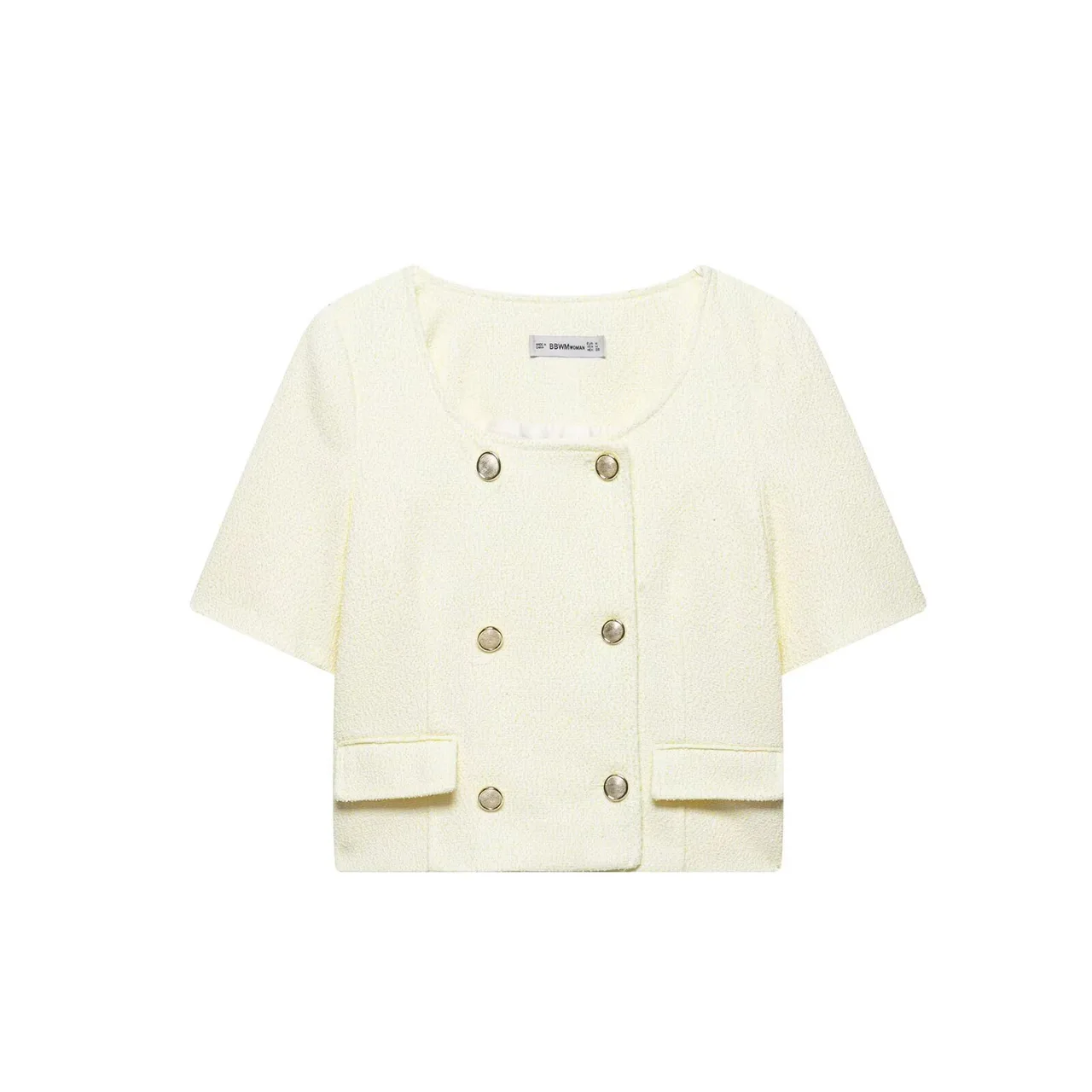 French Style Women's Textured Short Sleeve Suit Coat Casual Shorts - Top