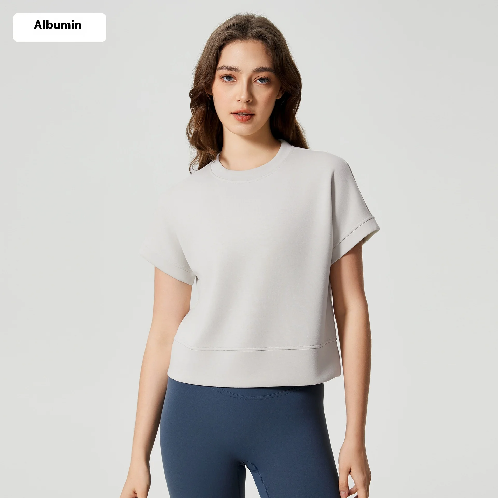 Leisure Sports Cloud Sense Air Layer Short Loose Thin Yoga T-shirt - Bone White