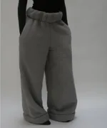 Women's Street Fashion Casual Loose Wide-leg Pants Solid Color - Gray