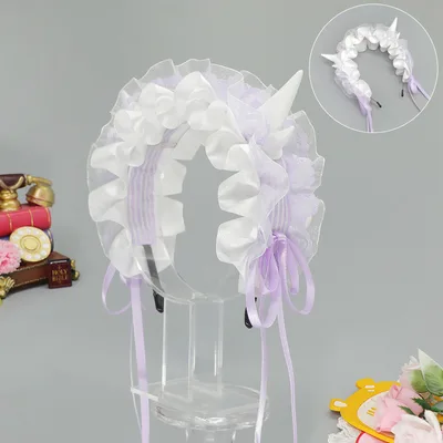 Subculture Gothic Style Devil Horn Y2g Lolita Dragon Horn Hair Band Purple - Shop at LoveMi