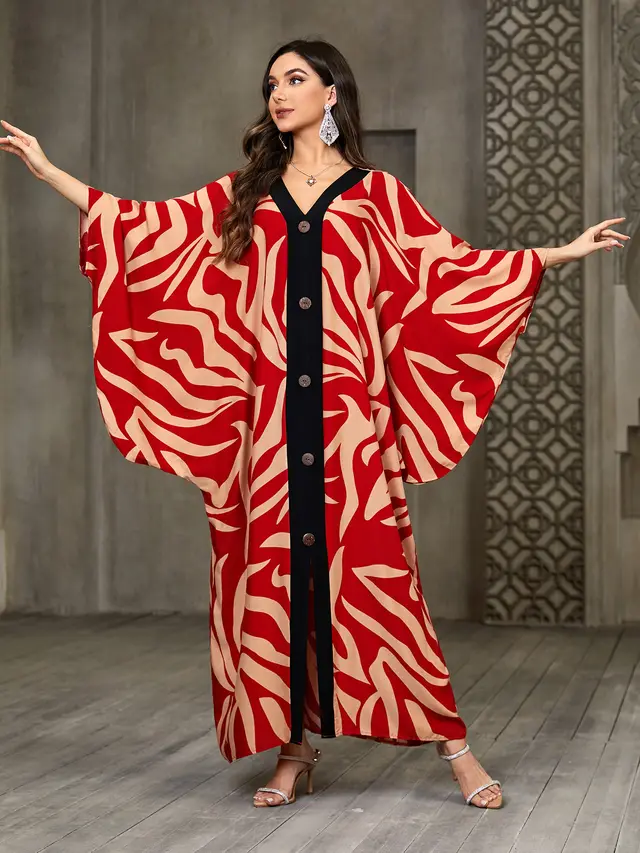 Women's Fashion Personalized Beach Dress Bikini Blouse Zs257415 Red Khaki - Shop at LoveMi