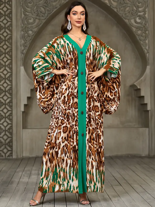 Women's Fashion Personalized Beach Dress Bikini Blouse Zs257419 Green Leopard - Shop at LoveMi
