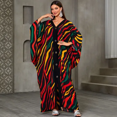 Women's Fashion Personalized Beach Dress Bikini Blouse Zs257422 Colorful Stripes - Shop at LoveMi