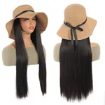 Women's Fashion Woven Raffia Hat Wig - 9954Style