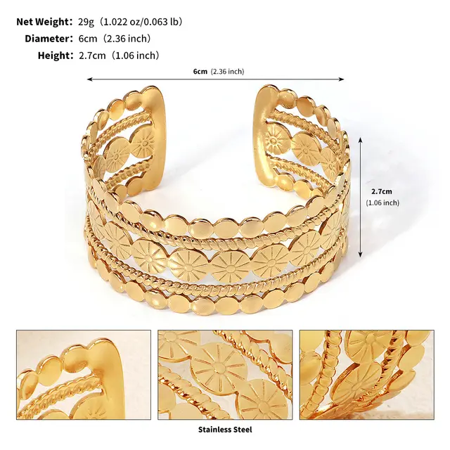 New Stainless Steel Bracelet Light Luxury 18k Geometric Bsj5652G - Shop at LoveMi