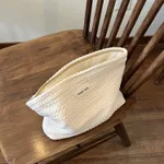 Ear Of Rice Woven Fabric Cosmetic Bag - White