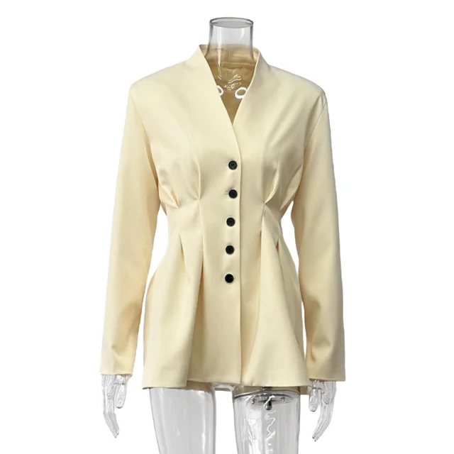 Advanced Sense Vintage Single breasted Waist controlled Long Sleeves Yellow - Shop at LoveMi