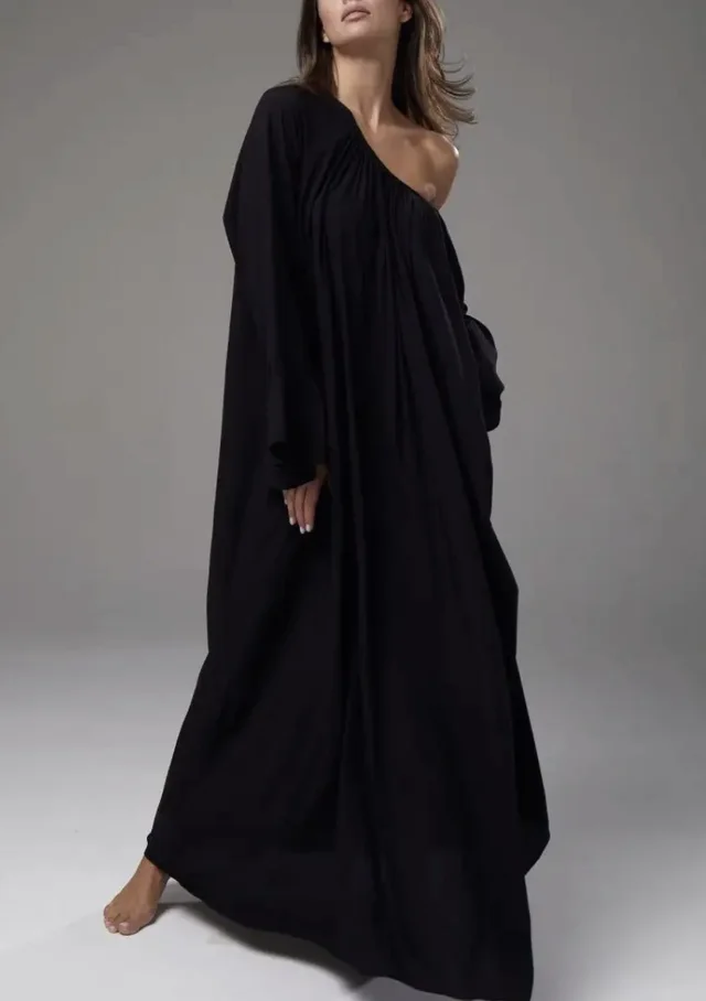 Casual And Comfortable Solid Color Loose Dress Black - Shop at LoveMi
