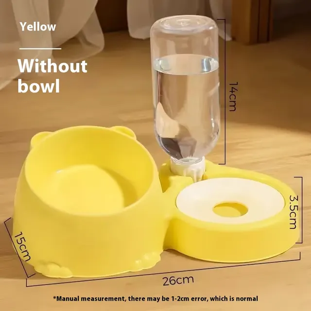 Double Bowl Automatic Drinking Pet Basin Stainless Steel Ceramic Milky Yellow - Shop at LoveMi