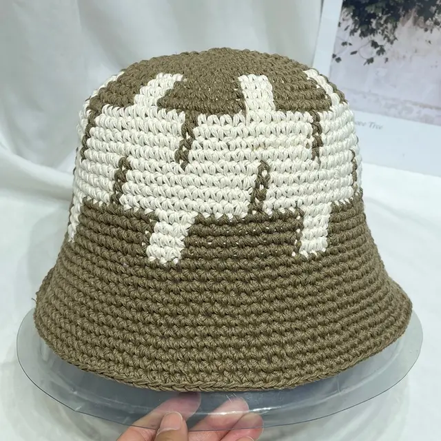 Ins Niche Street Knitted Contrast Color Bucket Hat Khaki - Shop at LoveMi