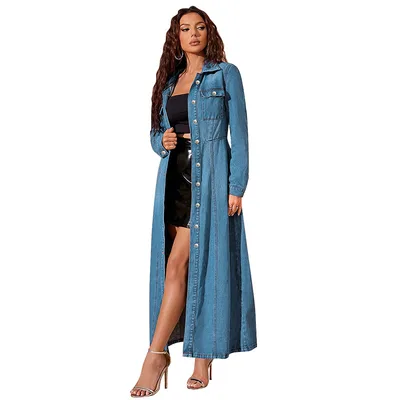 Denim Button Cardigan Jacket Dress Light Blue - Shop at LoveMi