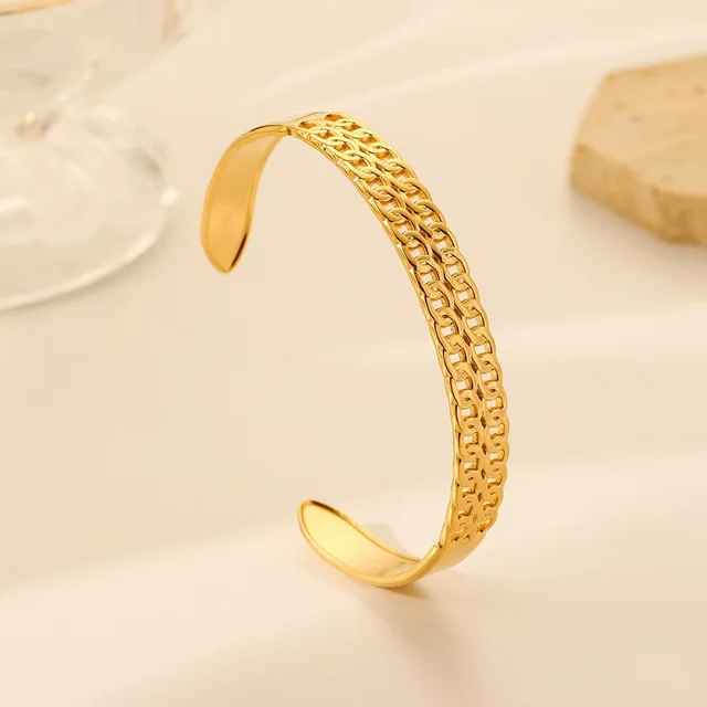 European And American Open Adjustable Hollow Dot Stainless Steel Bracelet Z4906 Cross Ellipse - Shop at LoveMi