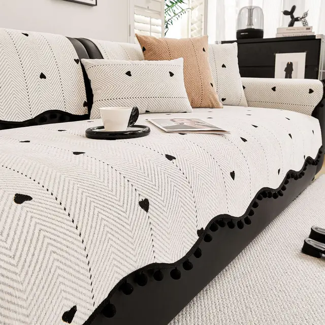 Chenille Straight row Leather Sofa Cushion Beige - Shop at LoveMi