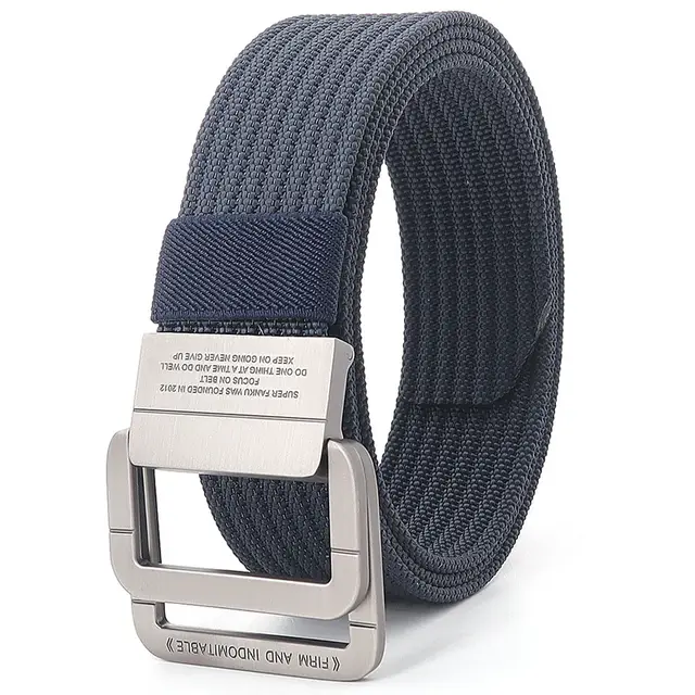 Alloy Double Ring Buckle Woven Nylon Tactical Sports Outdoor Waist Belt Blue - Shop at LoveMi