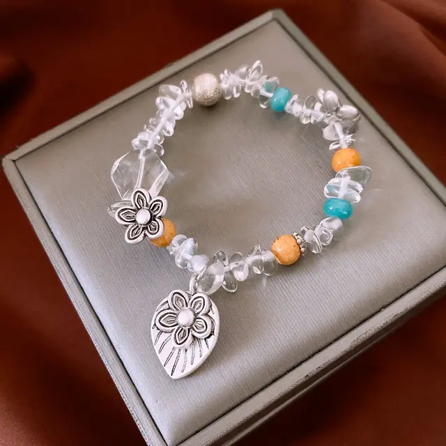Retro Ethnic Style Gravel Flower Bracelet Fashion Personality High Sense Bracelet Exquisite Minority All match Bracelet For Women Blue - Shop at LoveMi