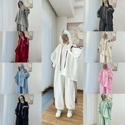 Middle East Long sleeved Hooded Wide leg Pants Temperament Commute Fashion Suit White - Shop at LoveMi