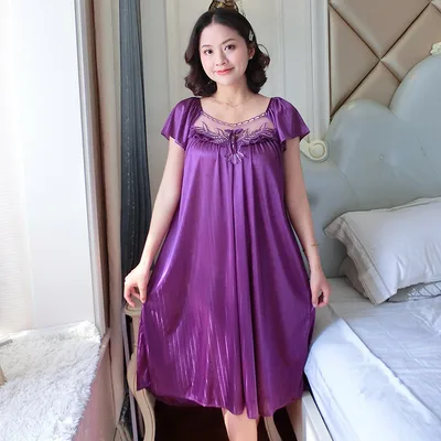 Korean Style Sweet Cute Artificial Silk Home Wear Pajamas Sly809 Dark Purple - Shop at LoveMi
