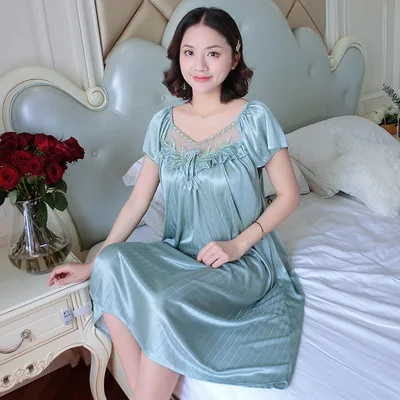 Korean Style Sweet Cute Artificial Silk Home Wear Pajamas Sly809 Light Blue - Shop at LoveMi