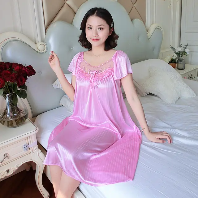 Korean Style Sweet Cute Artificial Silk Home Wear Pajamas Sly809 Pink - Shop at LoveMi