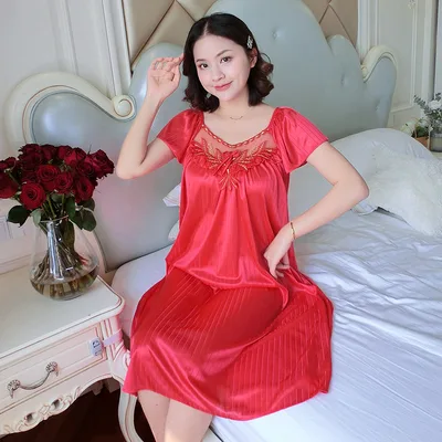 Korean Style Sweet Cute Artificial Silk Home Wear Pajamas Sly809 Red - Shop at LoveMi