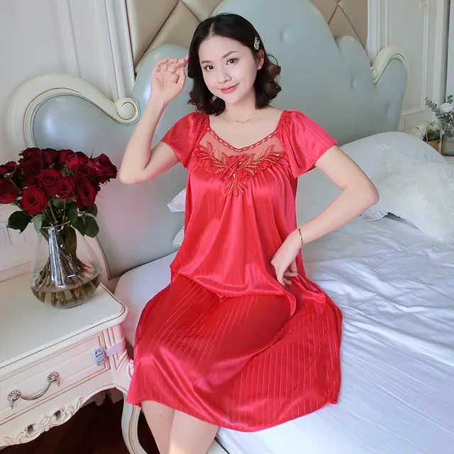 Korean Style Sweet Cute Artificial Silk Home Wear Pajamas Sly809 Red - Shop at LoveMi