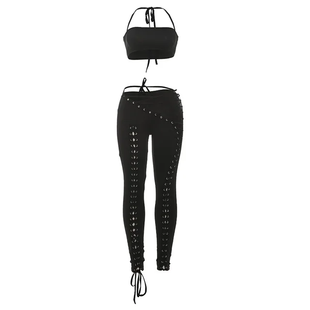 Vest Strap Trousers Two piece Set Black - Shop at LoveMi