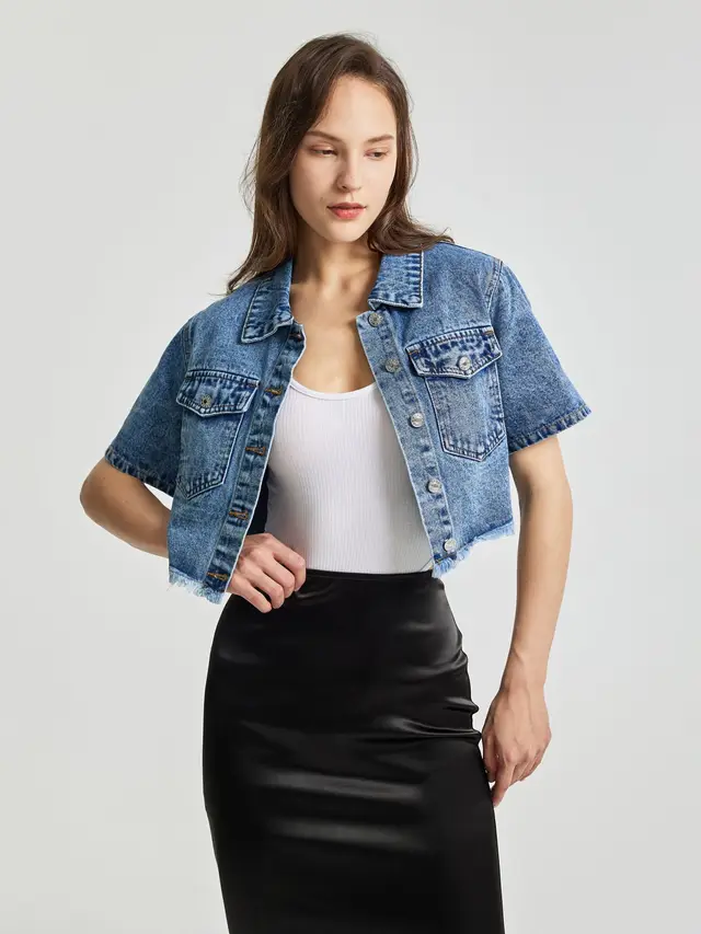 Casual Versatile Slimming Coat Denim Women's Wear Coat Blue - Shop at LoveMi