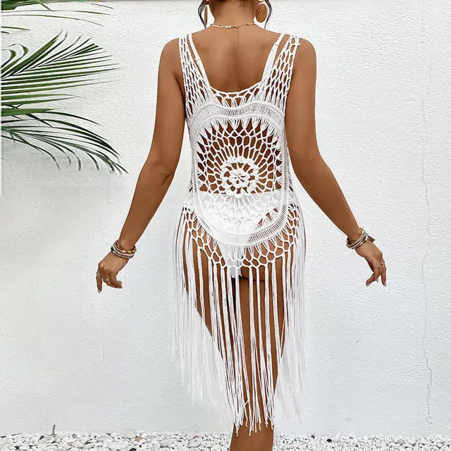New Crocheted Women's Hollow Beach Dress White - Shop at LoveMi