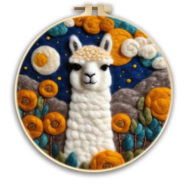 Handmade Material Kit Round Fabric Embroidery Decorative Blanket Painting Mzh802 - Shop at LoveMi
