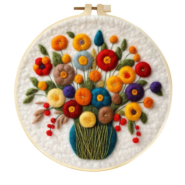 Handmade Material Kit Round Fabric Embroidery Decorative Blanket Painting Mzh827 - Shop at LoveMi