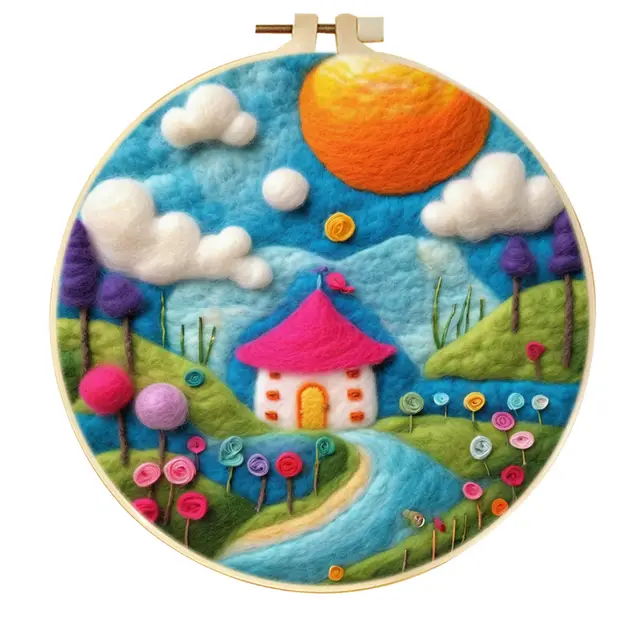 Stamp Wool Felt Painting With Embroidery Frame Material Mzh1630 - Shop at LoveMi