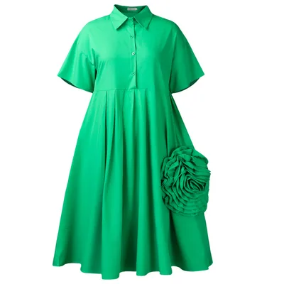A Line African Shirt Dress Women Regular Sleeve Green - Shop at LoveMi