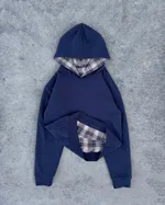 Hip Hop Double-sided Retro Plaid Casual Sweater - Dark Blue